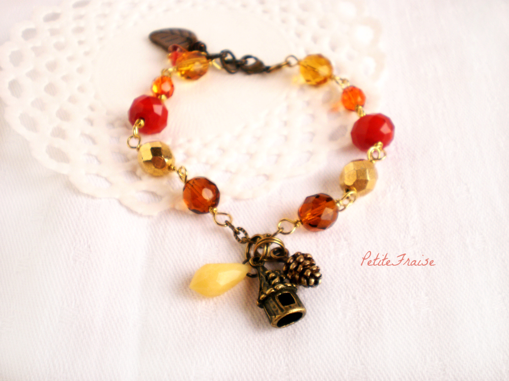 Sunset in the forest, Autumn colors bracelet 