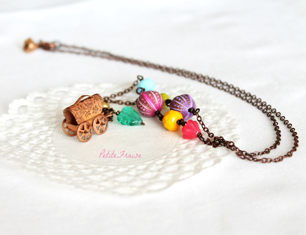 Living a gypsy life, boho hippie necklace, bohemian vintage style jewelry