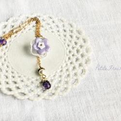 Winter Miracle, Glass flowers necklace, Winter fashion